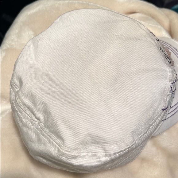 🦋 WHITE/GRAY CRYSTAL EMBELLISHED 100% COTTON ELASTIC BACK BUTTERFLY HAT CAP - Picture 10 of 12